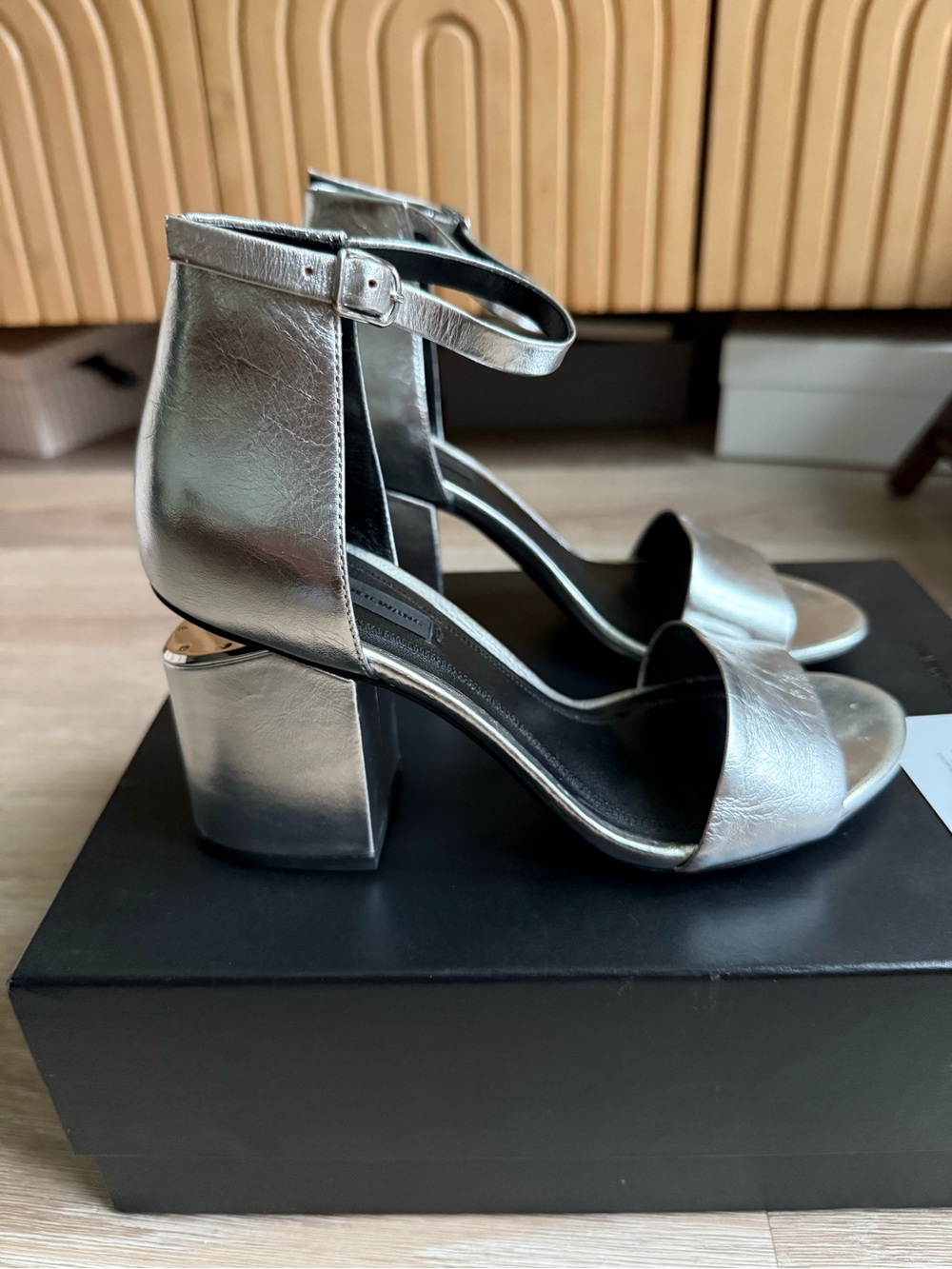 NEW Alexander Wang Abby Sandals in Silver